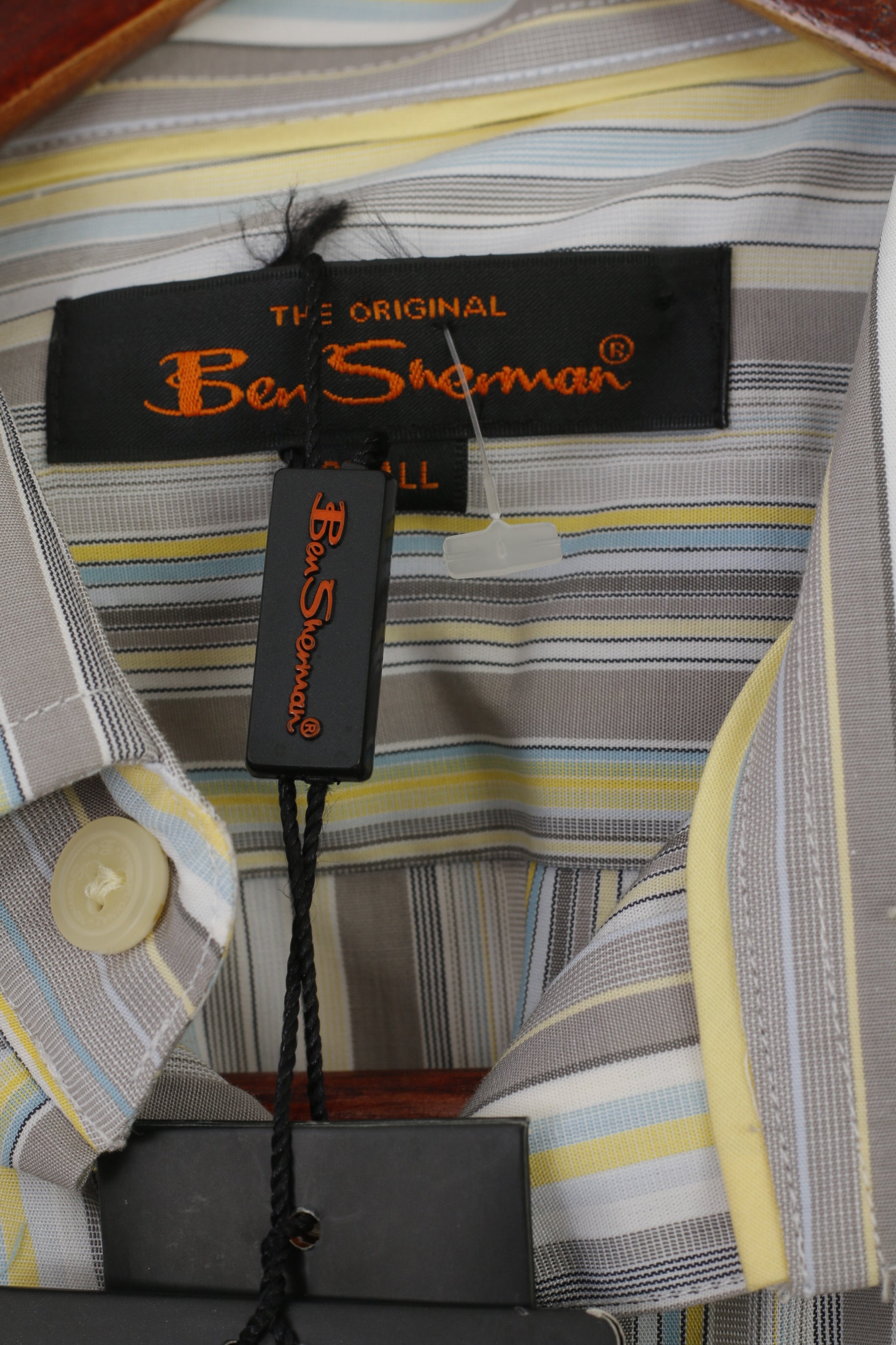 New Ben Sherman Men S Casual Shirt Grey Striped Cotton Long Sleeve Slim Fit To