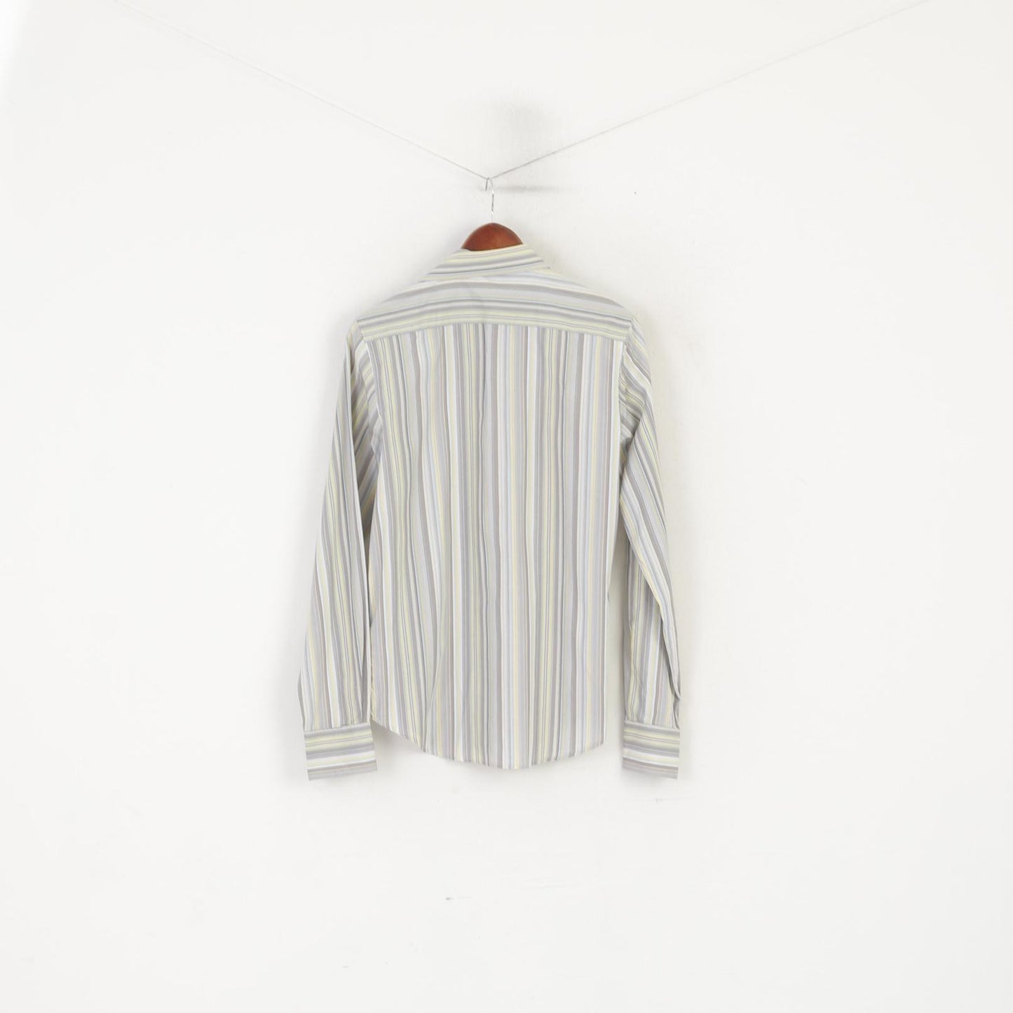 New Ben Sherman Men S Casual Shirt Grey Striped Cotton Long Sleeve Slim Fit To