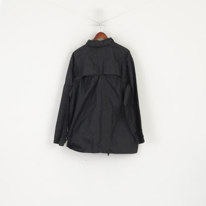Umbro Men XXL Jacket Black Nylon Waterproof Full Zipper Hidden Hood Sportswear Top