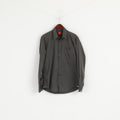 Hugo Boss Men M Casual Shirt Gray Cotton Nylon Blend Soft Long Sleeve Fit Top
