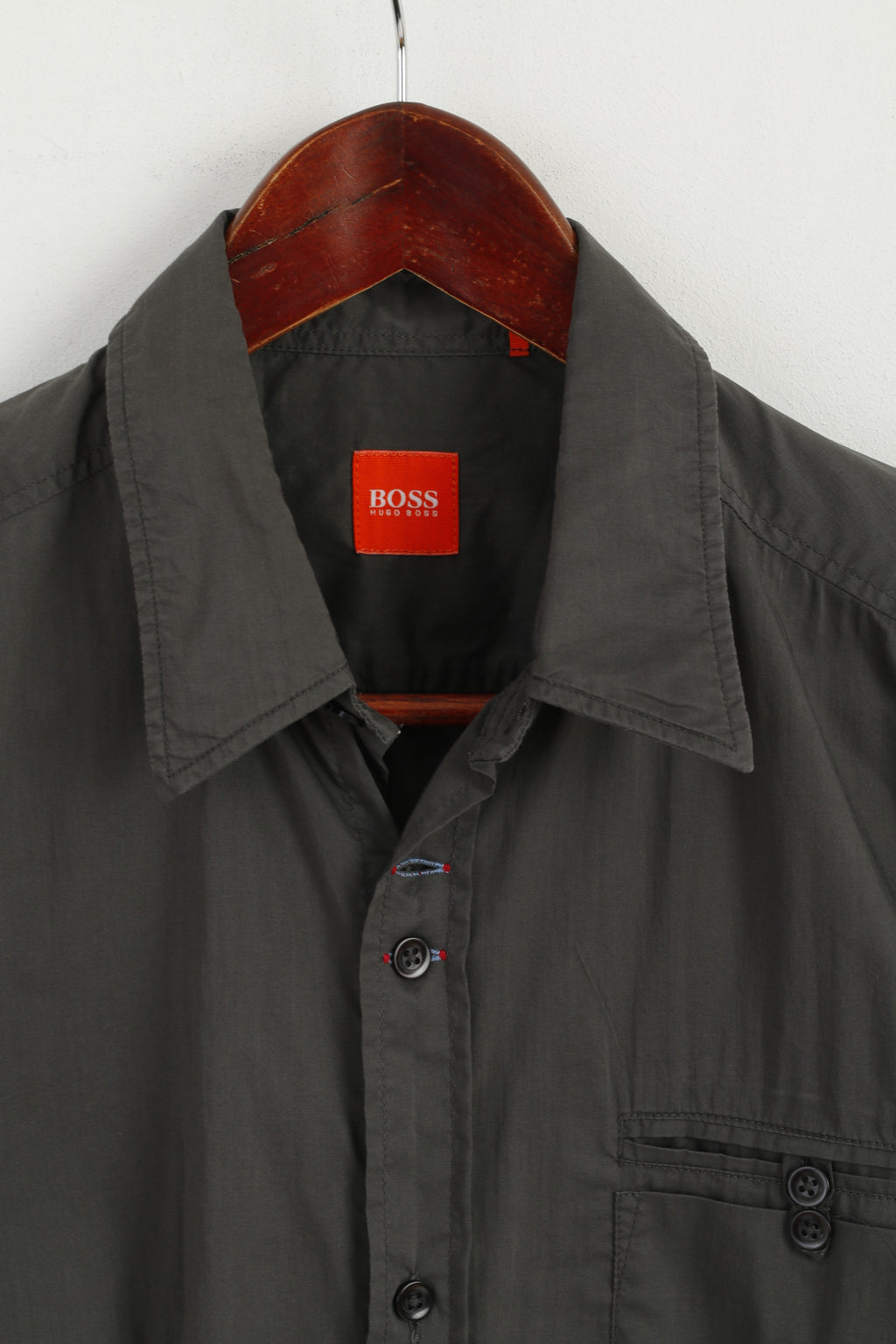 Hugo Boss Men M Casual Shirt Gray Cotton Nylon Blend Soft Long Sleeve Fit Top