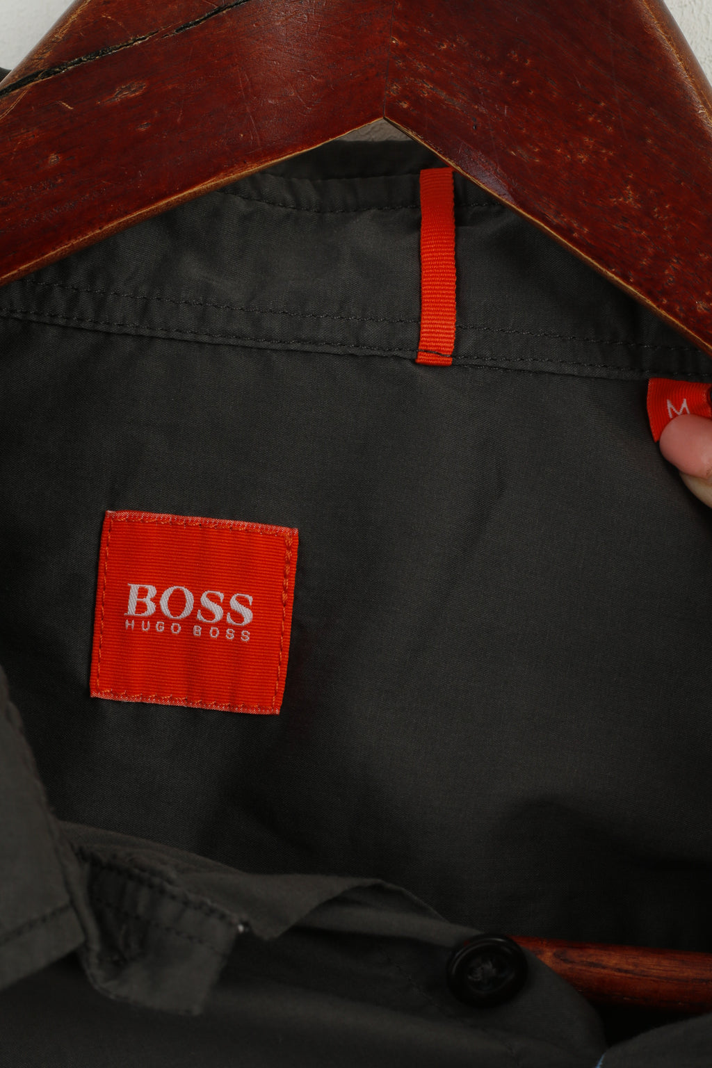 Hugo Boss Men M Casual Shirt Gray Cotton Nylon Blend Soft Long Sleeve Fit Top