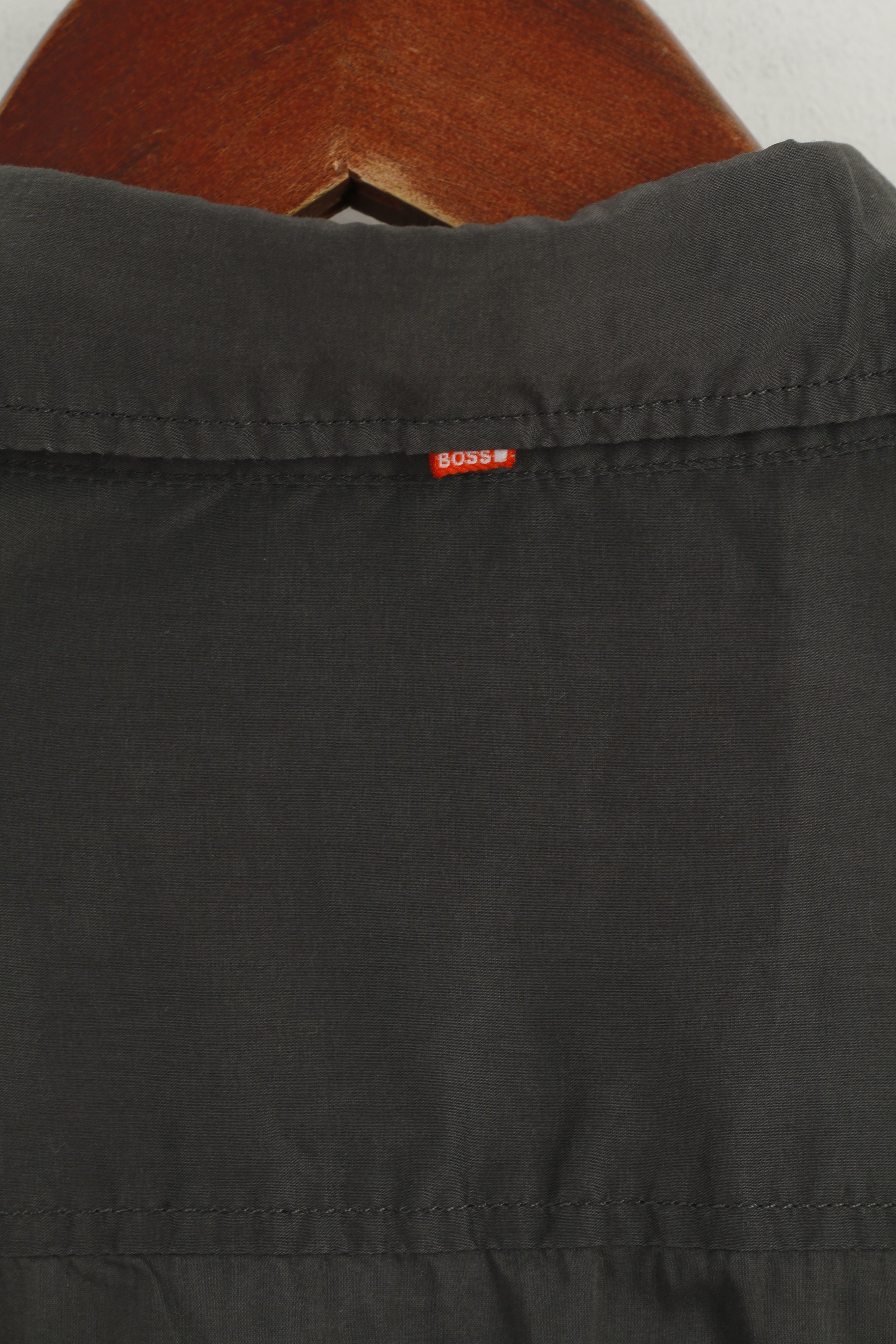 Hugo Boss Men M Casual Shirt Gray Cotton Nylon Blend Soft Long Sleeve Fit Top