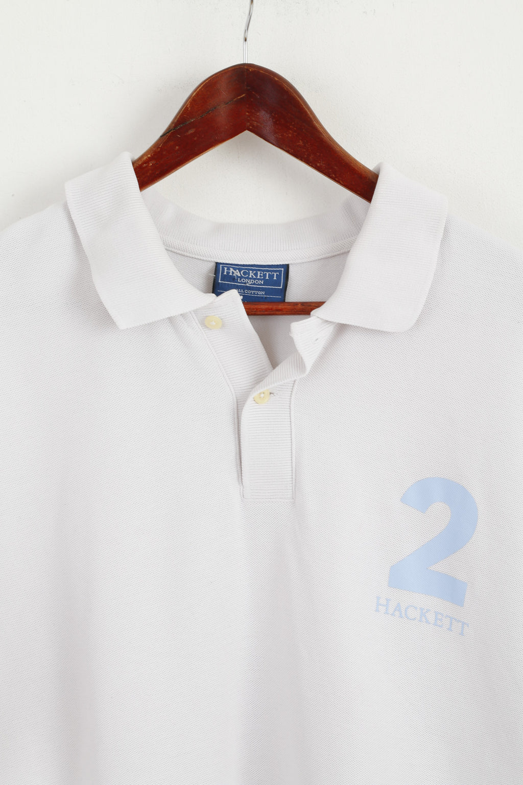 Hackett London Men XXL (XXXL) Polo Shirt White Cotton #2 Short Sleeve Top