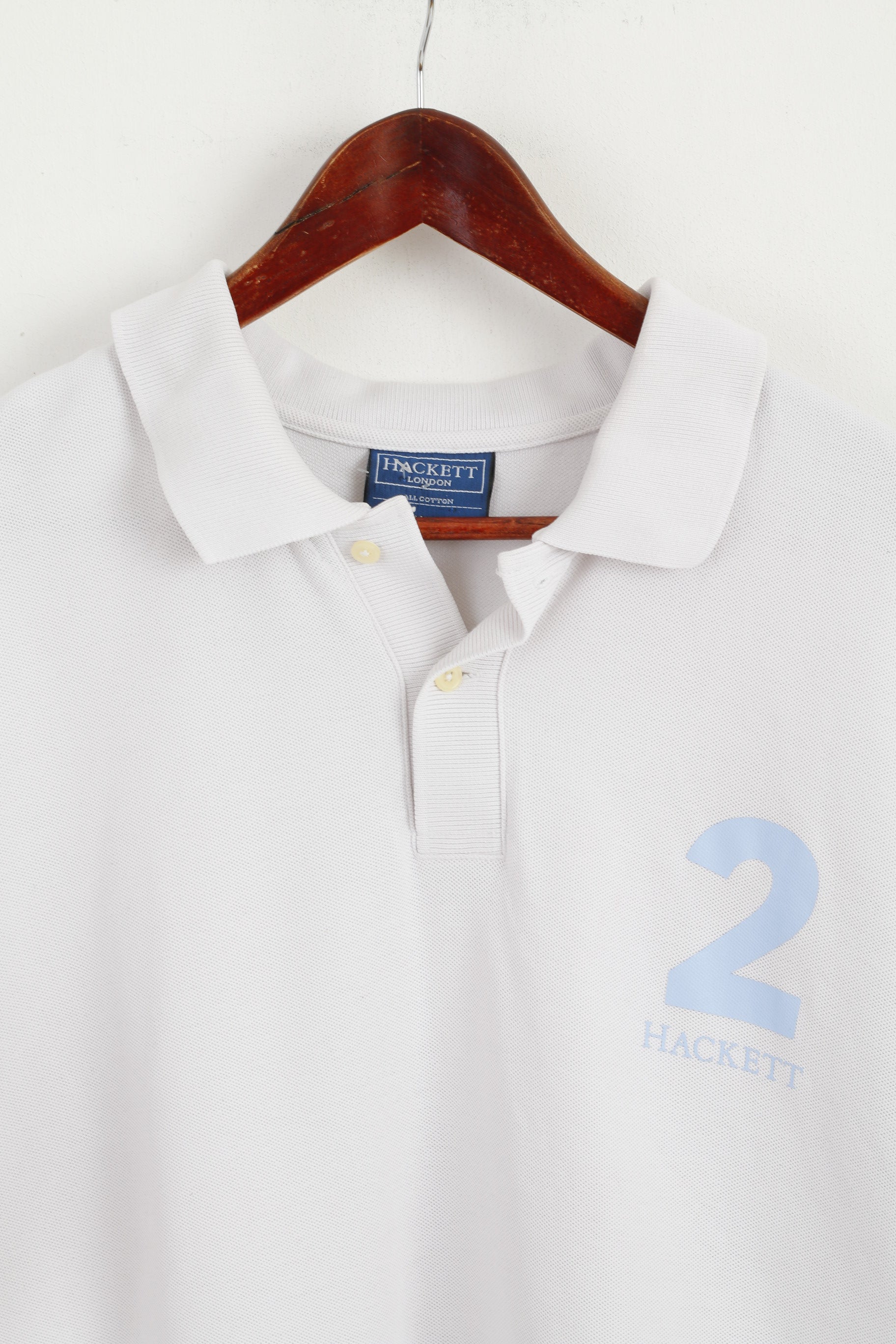 Hackett London Men XXL (XXXL) Polo Shirt White Cotton #2 Short Sleeve Top