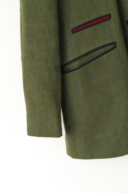 H. Moser Women 44 L Jacket Green Linen Traditional Salzburg Austria Blazer