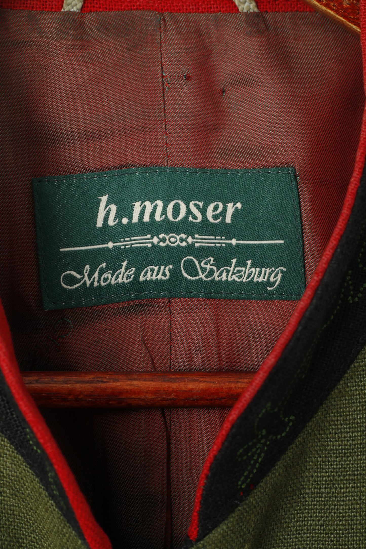 H. Moser Women 44 L Jacket Green Linen Traditional Salzburg Austria Blazer