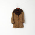 vintage Femmes M Veste Marron Daim Shearling Simple Poitrine Boho Classique Top