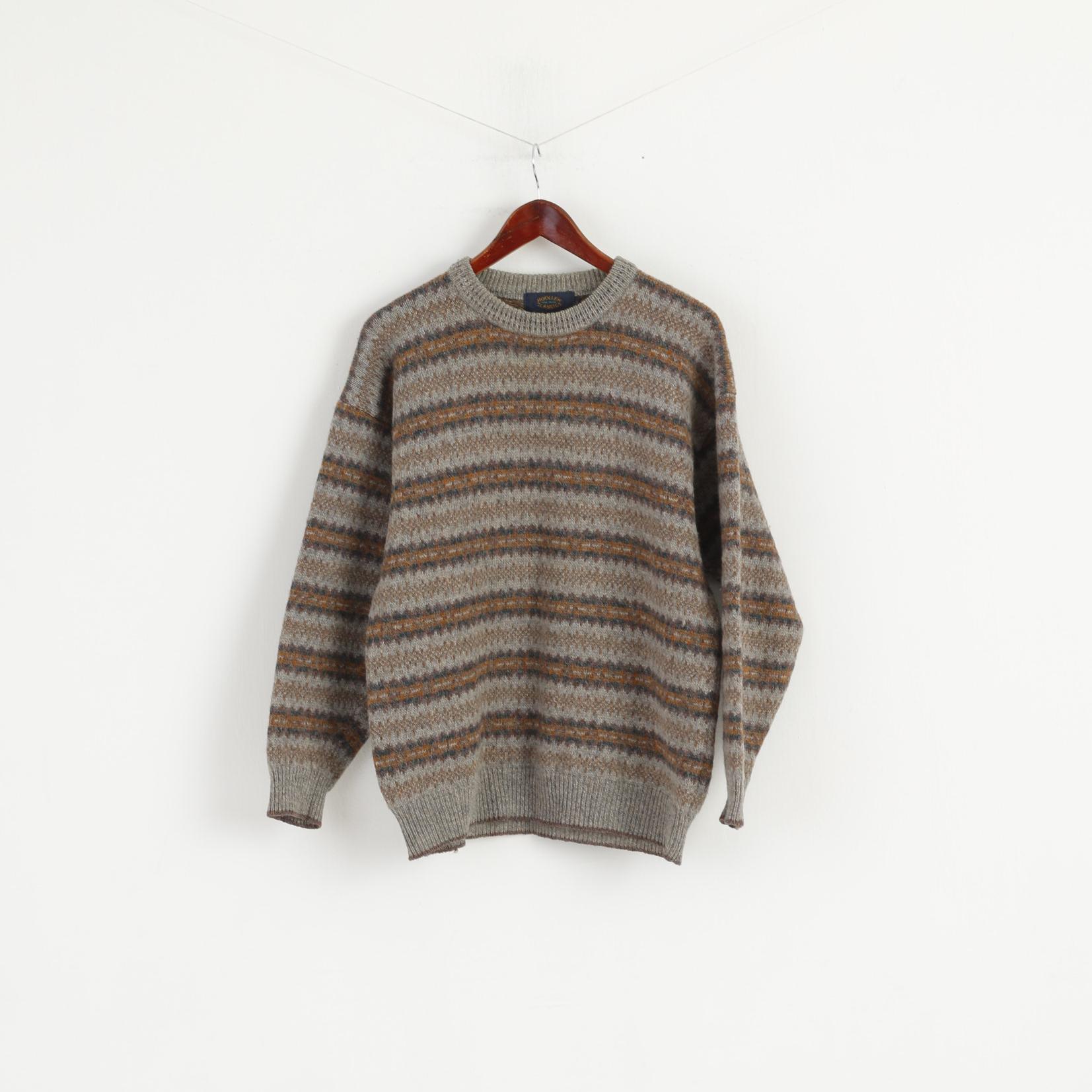 Woolen Classics Femme 3 M Pull Gris Imprimé Nordique 100% Laine Pull