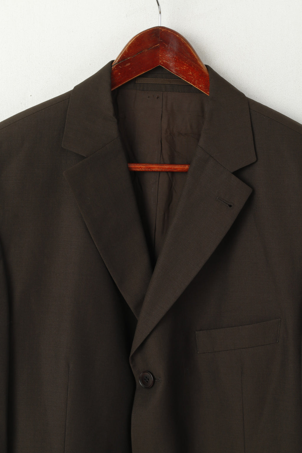 Hugo Boss Hommes 54 44 Blazer Marron Laine Vierge Naturel Stretch Veste Simple Boutonnage