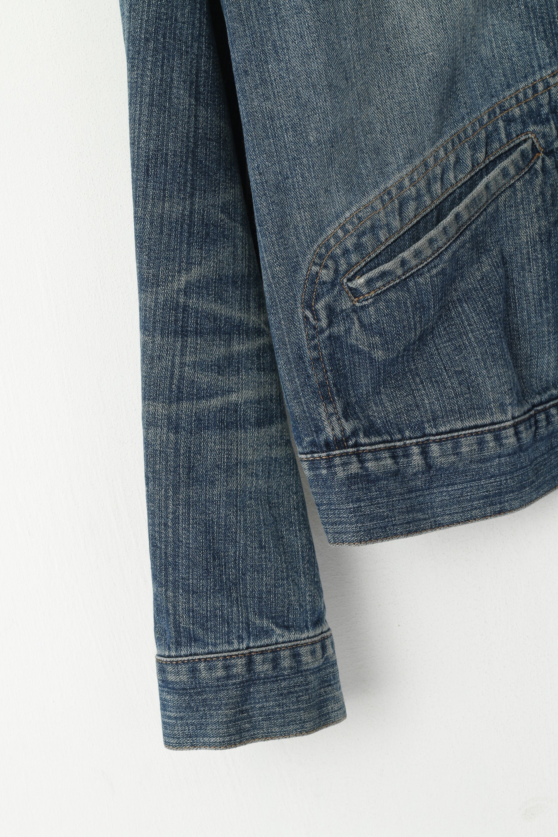 United Colors Of Benetton Giacca da donna M Blu Denim Jeans Top in cotone