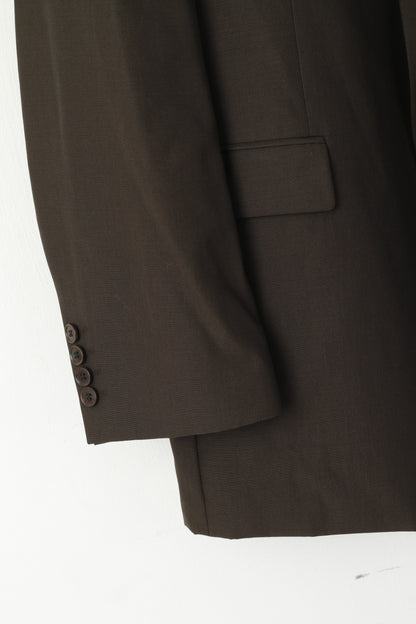 Hugo Boss Uomo 54 44 Blazer Giacca monopetto elasticizzata naturale in lana vergine marrone