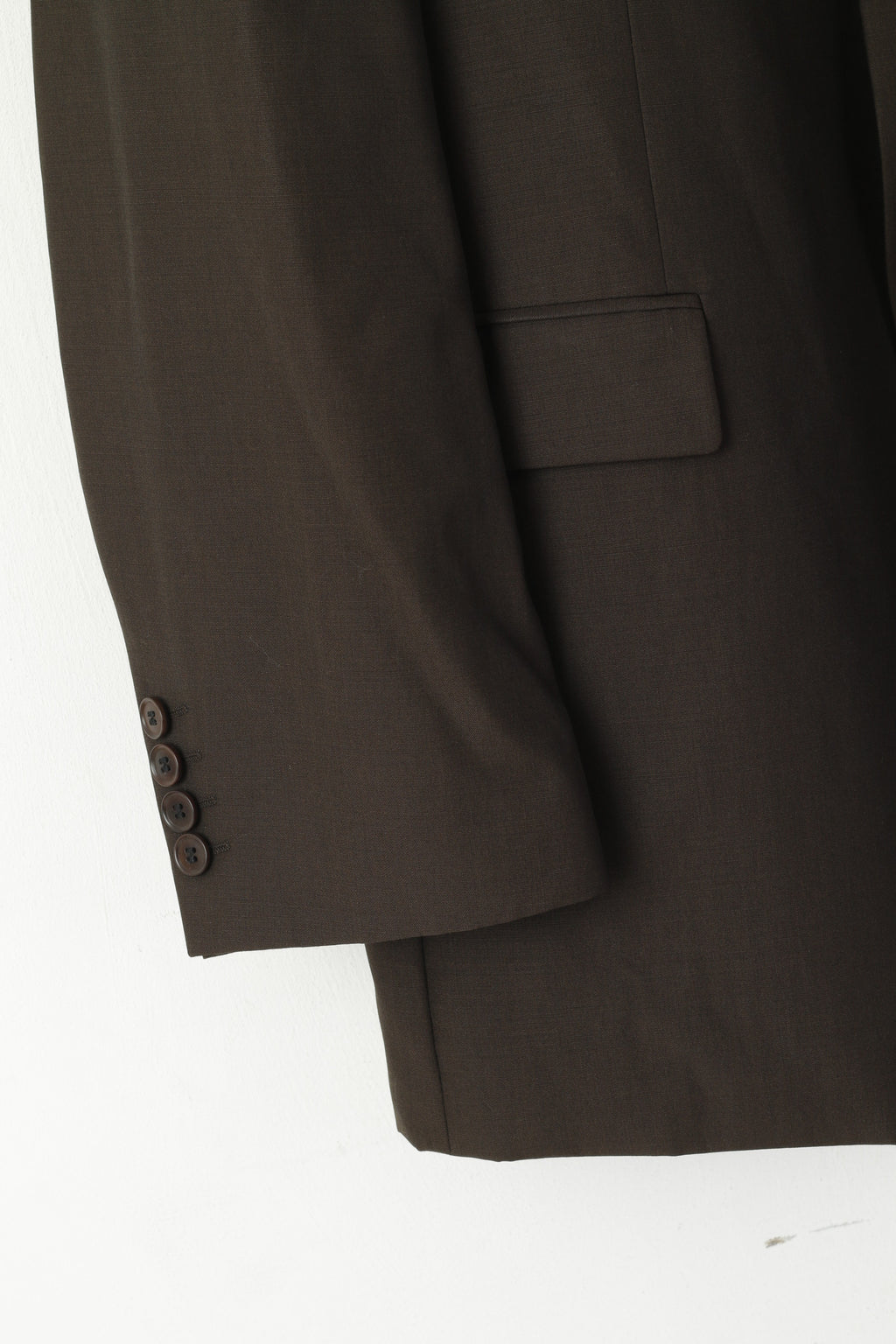 Hugo Boss Hommes 54 44 Blazer Marron Laine Vierge Naturel Stretch Veste Simple Boutonnage
