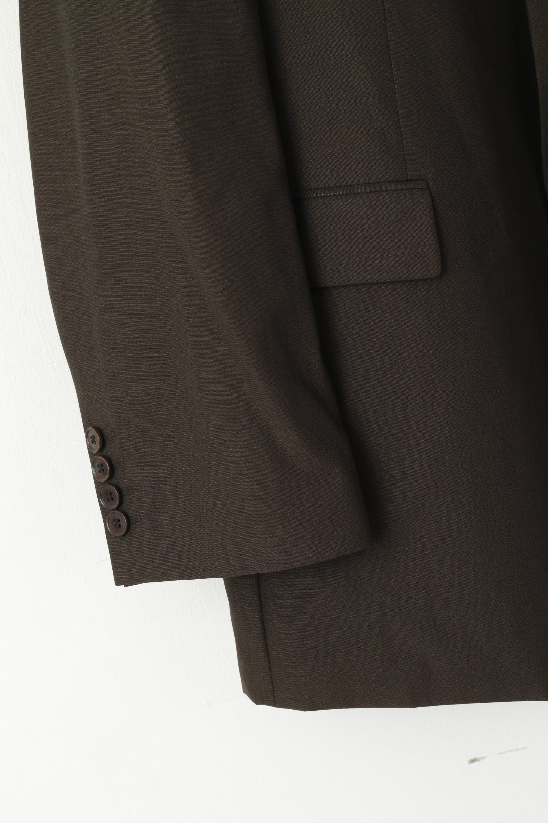 Hugo Boss Hommes 54 44 Blazer Marron Laine Vierge Naturel Stretch Veste Simple Boutonnage