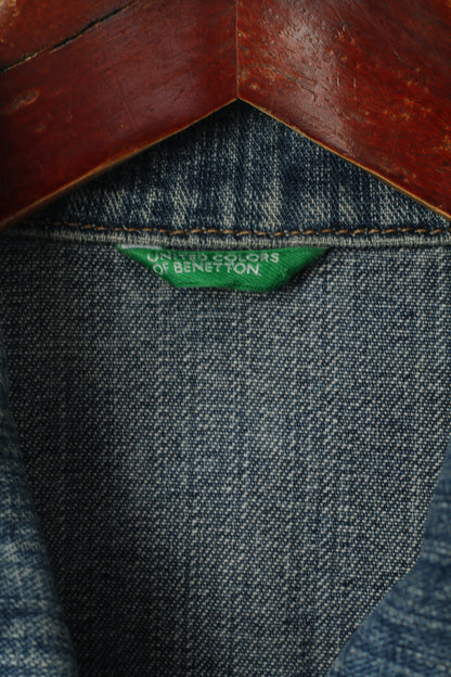 United Colors Of Benetton Giacca da donna M Blu Denim Jeans Top in cotone