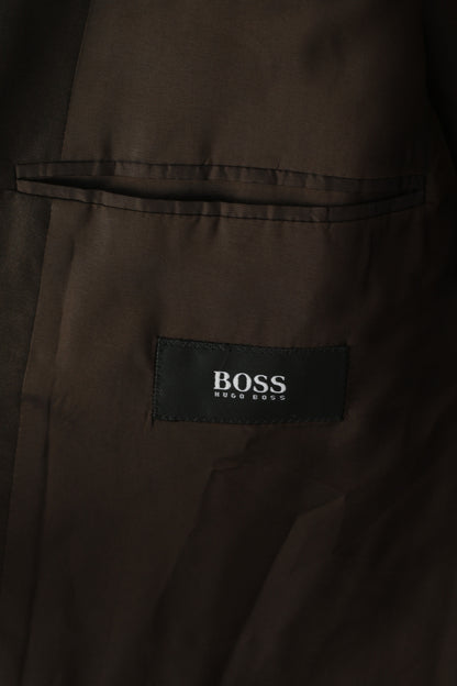 Hugo Boss Uomo 54 44 Blazer Giacca monopetto elasticizzata naturale in lana vergine marrone