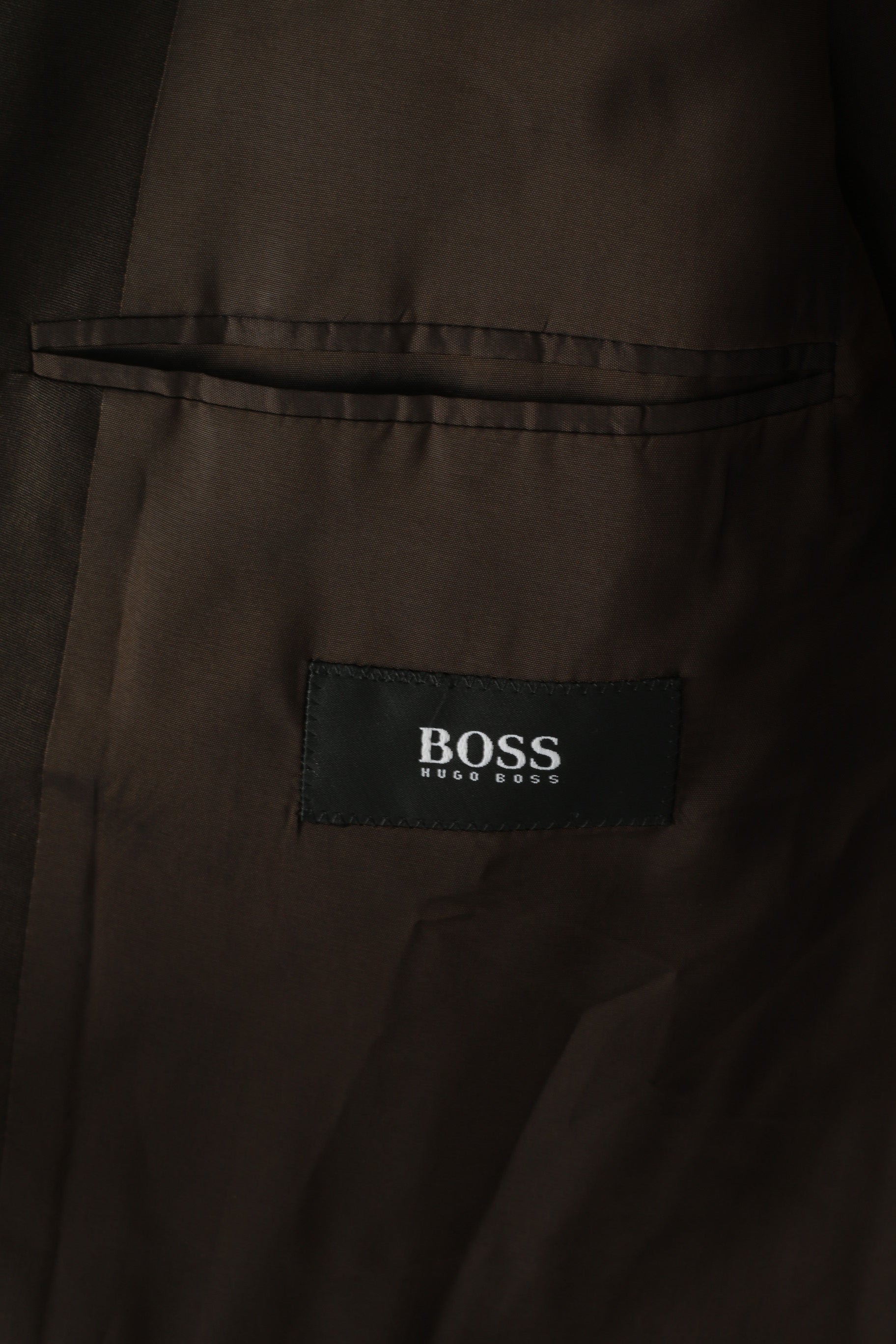 Hugo Boss Hommes 54 44 Blazer Marron Laine Vierge Naturel Stretch Veste Simple Boutonnage