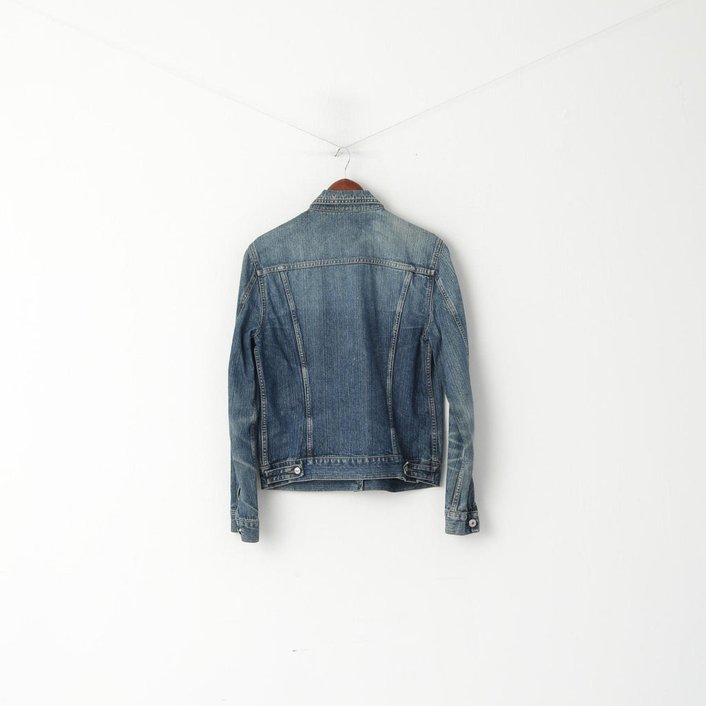 United Colors Of Benetton Giacca da donna M Blu Denim Jeans Top in cotone