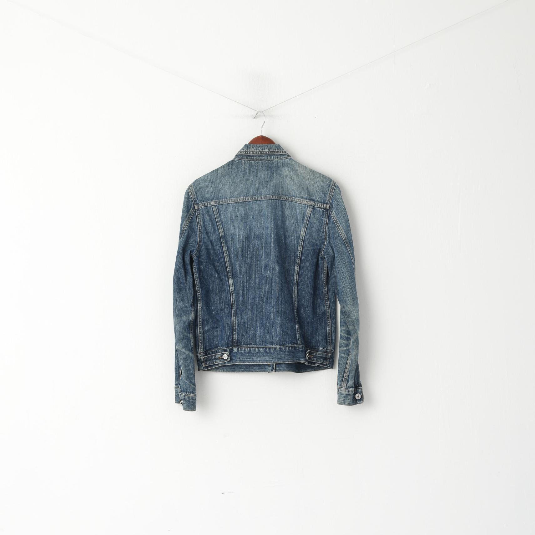 United Colors Of Benetton Giacca da donna M Blu Denim Jeans Top in cotone