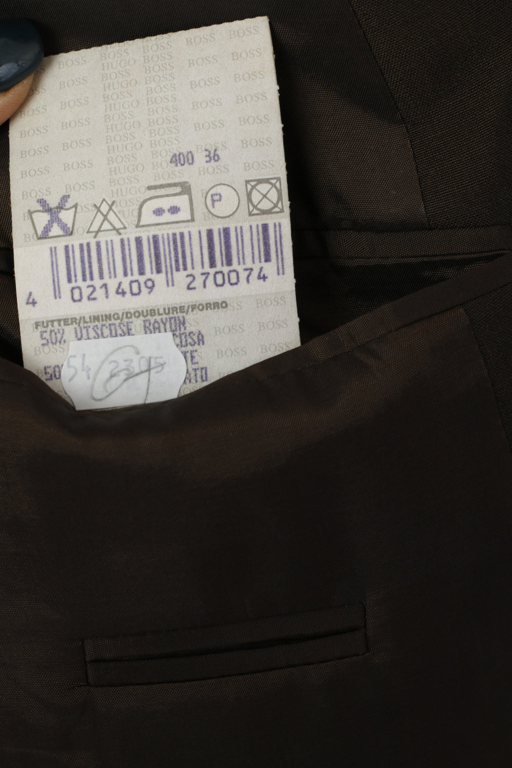 Hugo Boss Hommes 54 44 Blazer Marron Laine Vierge Naturel Stretch Veste Simple Boutonnage