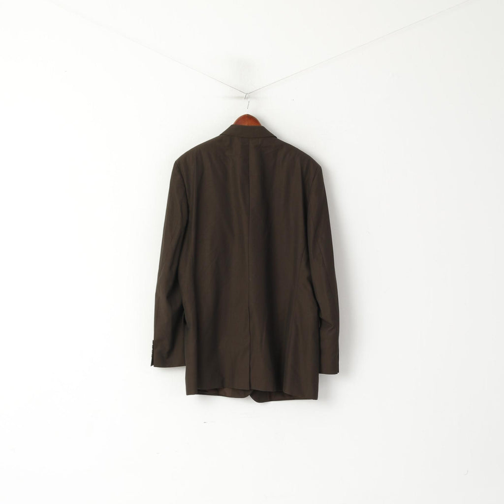 Hugo Boss Hommes 54 44 Blazer Marron Laine Vierge Naturel Stretch Veste Simple Boutonnage