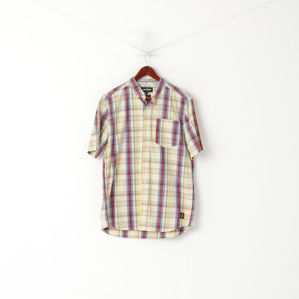 Lyle & Scott Men L Casual Shirt Multicolour Check Button Down Collar Regular Fit Top