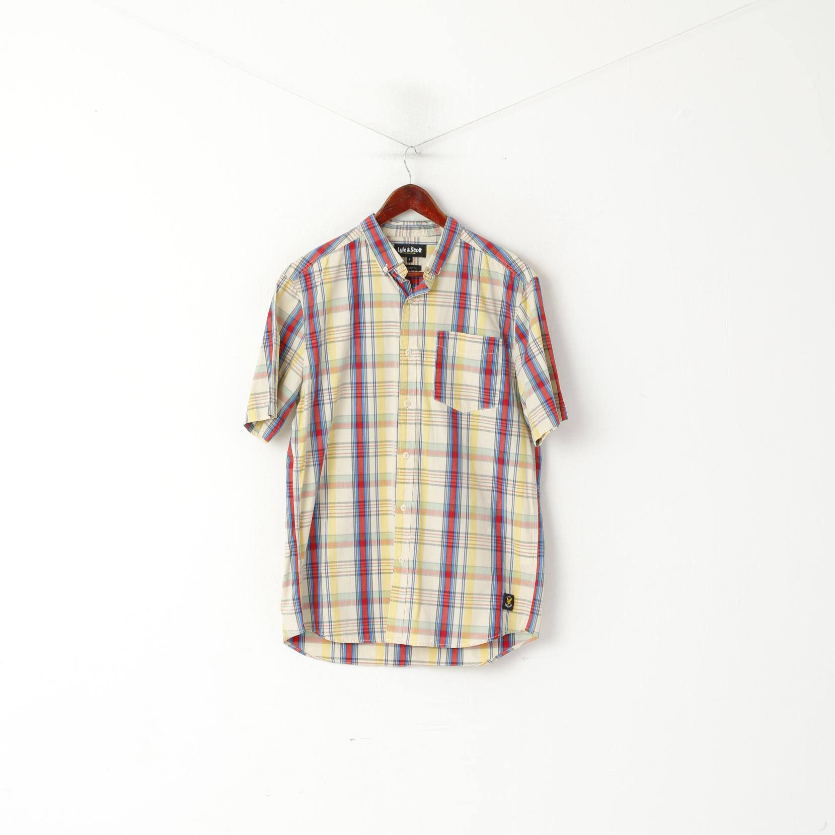 Lyle & Scott Men L Casual Shirt Multicolour Check Button Down Collar Regular Fit Top
