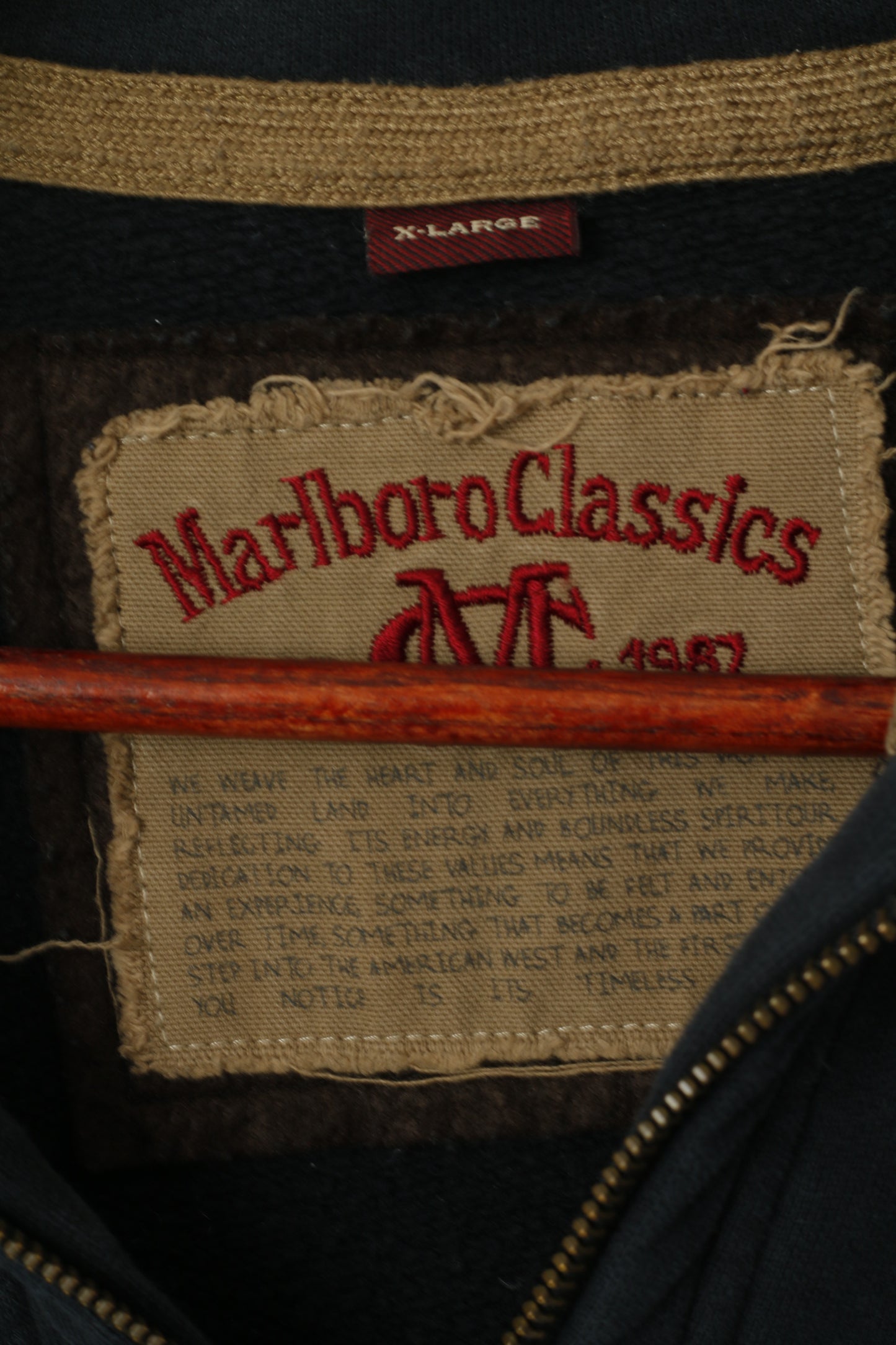 Marlboro Classsics Men XL (L) Sweatshirt Marine Coton Zip Neck vintage Pull Top