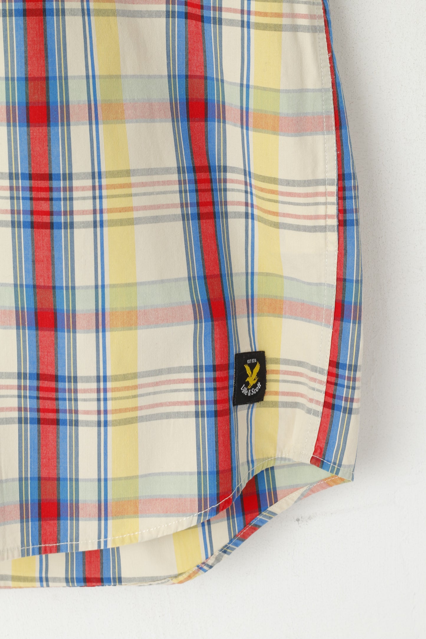 Lyle & Scott Men L Casual Shirt Multicolour Check Button Down Collar Regular Fit Top