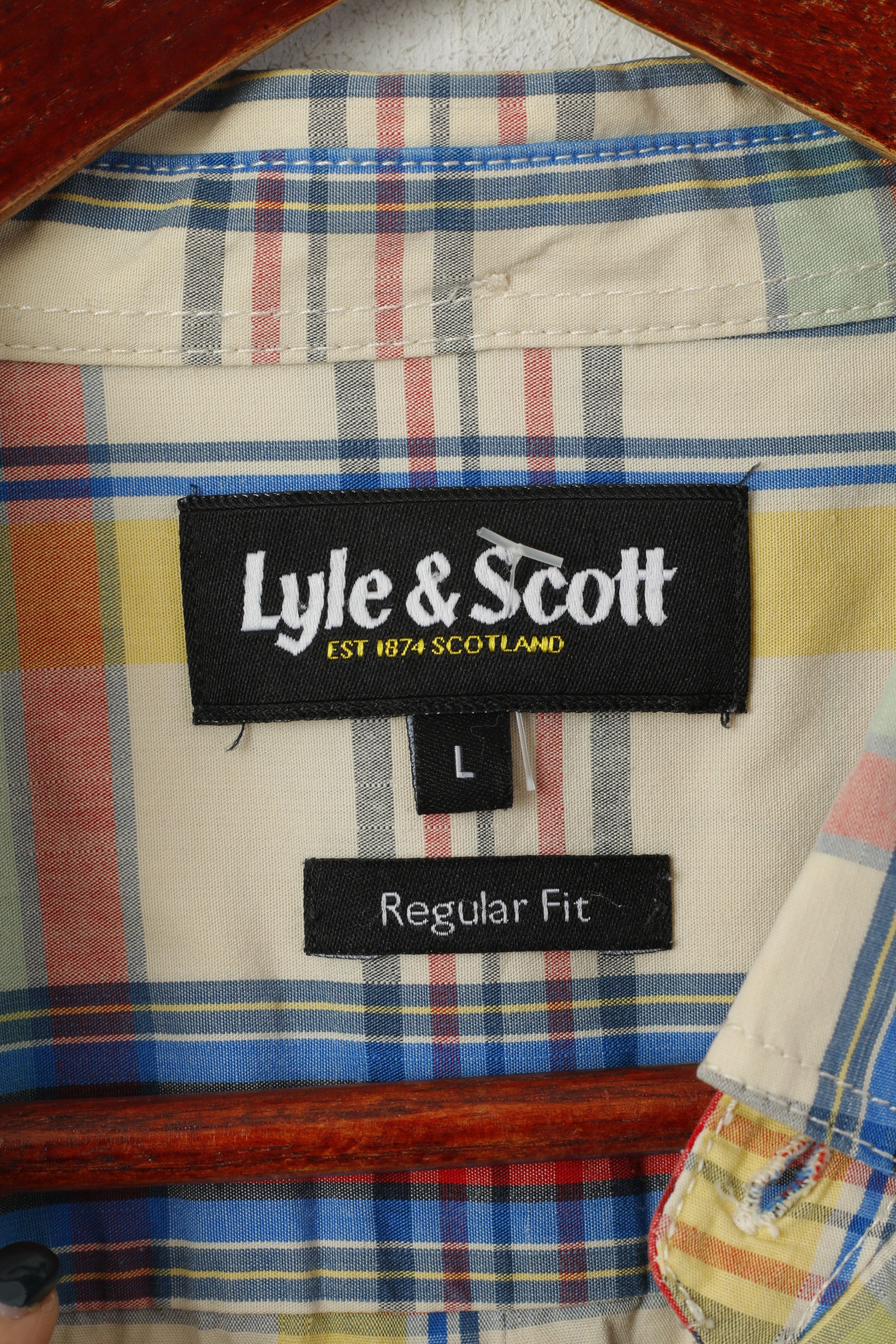 Lyle & Scott Men L Casual Shirt Multicolour Check Button Down Collar Regular Fit Top