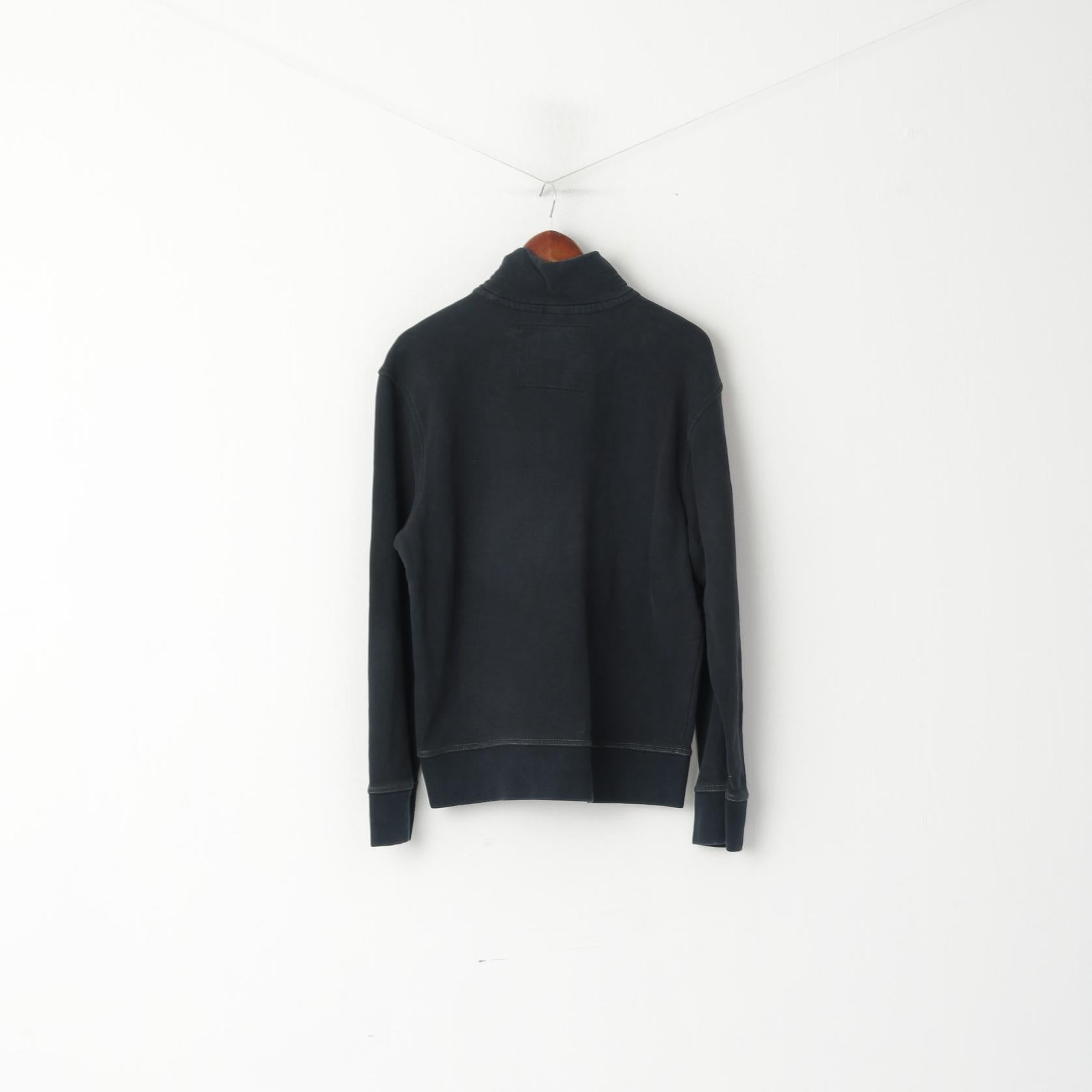 Marlboro Classsics Men XL (L) Sweatshirt Navy Cotton Zip Neck Vintage Pullover Top