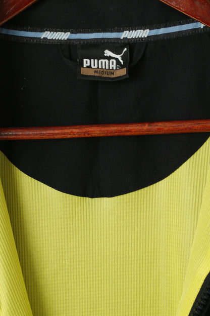 Giacca Puma da uomo M nera Activewear riflettente leggera cerniera intera retrò sportiva