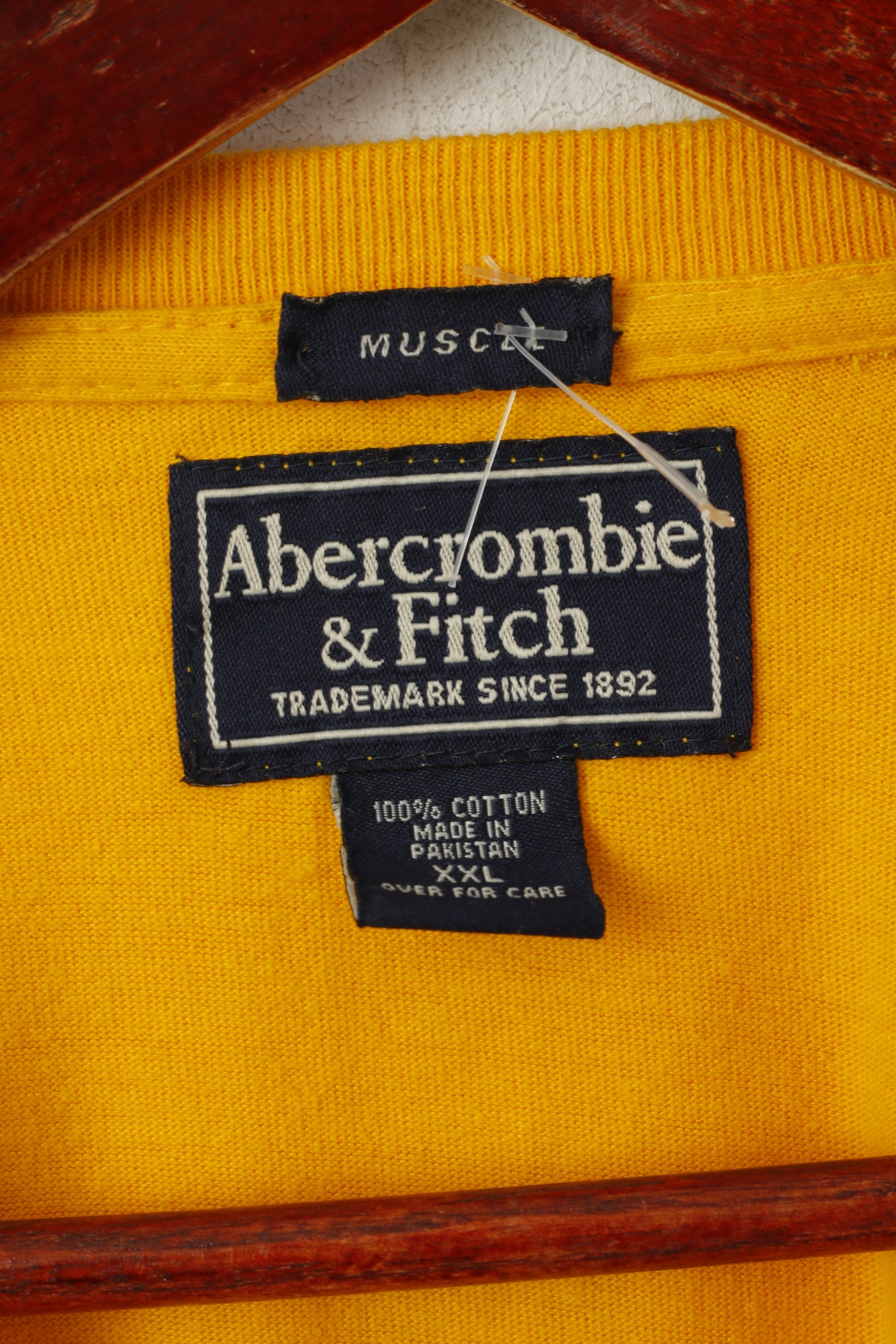 Abercrombie & Fitch Men XXL Shirt Yellow Cotton Muscle Long Sleeve Top