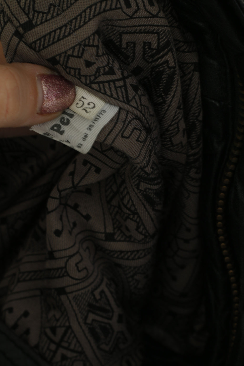 Marcos Men 52 L Bomber Jacket Black Leather Vintage Made In Italy Biker Shoulder Pads