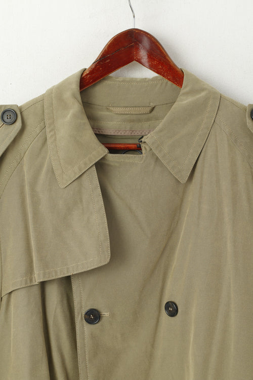 Bugatti Hommes 25 M Manteau Vert Coton Classique Doublure Amovible Haut À Double Boutonnage