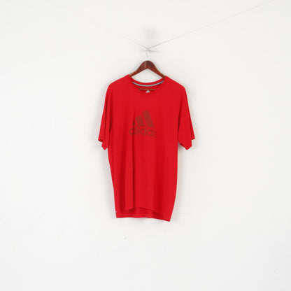 Adidas Men XL T-Shirt Red Cotton Vintage Sport Clima 365 Performance Essentials Top