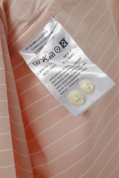 Hugo Boss Uomo 40 15,5 L Camicia casual Top a maniche lunghe in cotone a righe rosa chiaro
