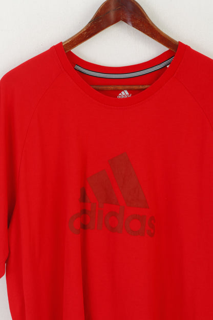 T-shirt Adidas da uomo XL in cotone rosso vintage Sport Clima 365 Performance Essentials Top