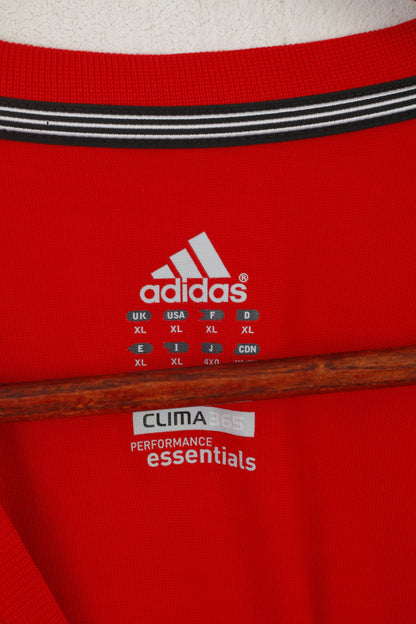 Adidas Men XL T-Shirt Red Cotton Vintage Sport Clima 365 Performance Essentials Top
