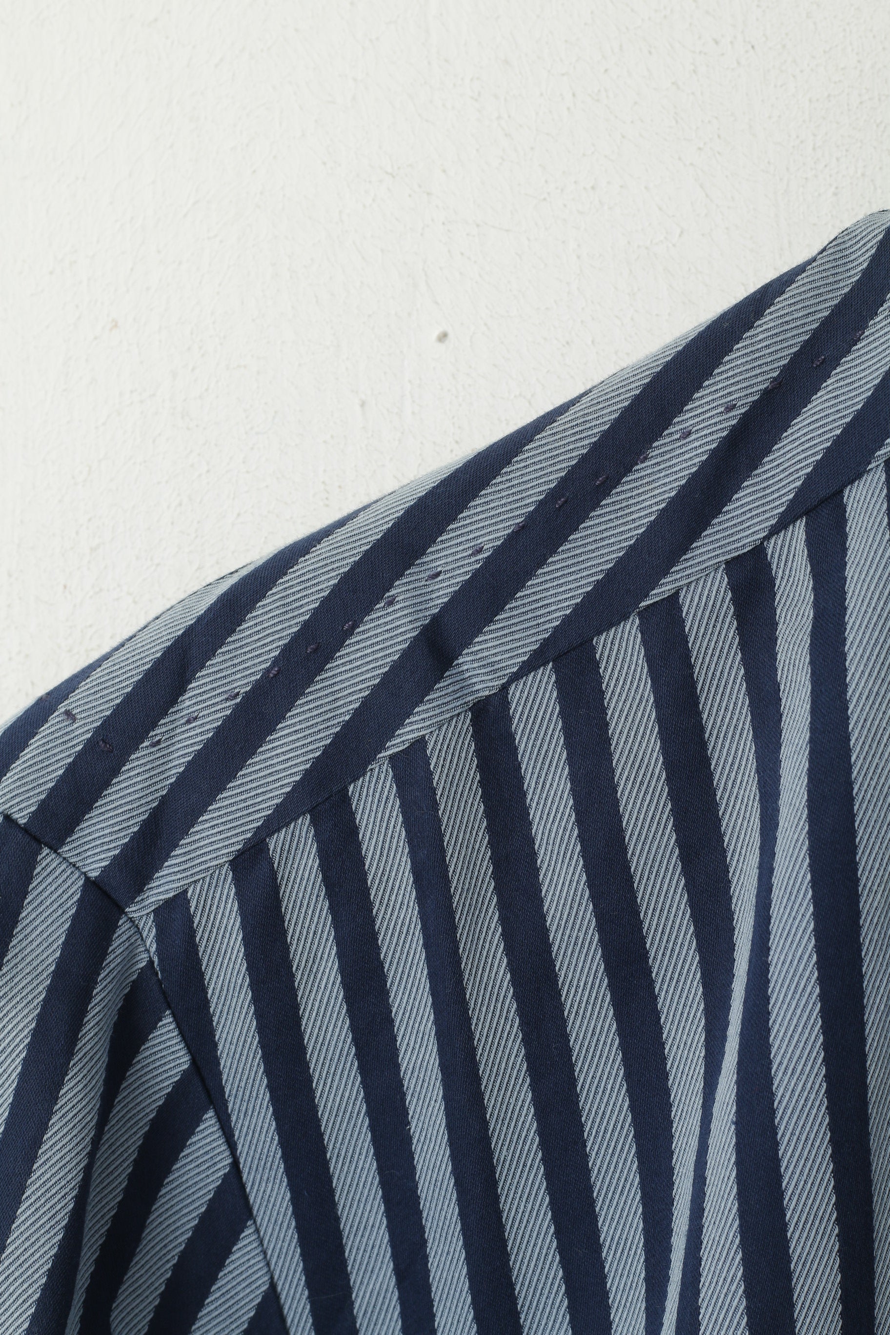 Hugo Boss Men M Casual Shirt Blue Striped Cotton Button Down Collar Long Sleeve Top