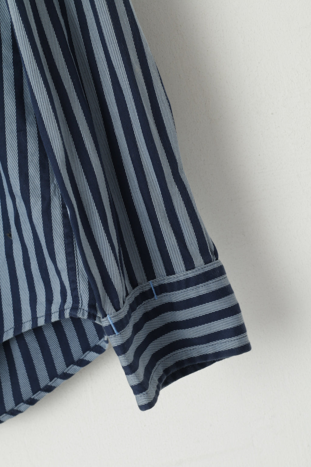 Hugo Boss Men M Casual Shirt Blue Striped Cotton Button Down Collar Long Sleeve Top