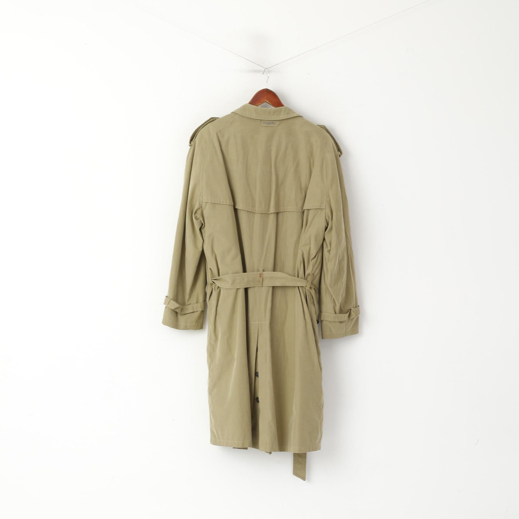 Bugatti Hommes 25 M Manteau Vert Coton Classique Doublure Amovible Haut À Double Boutonnage