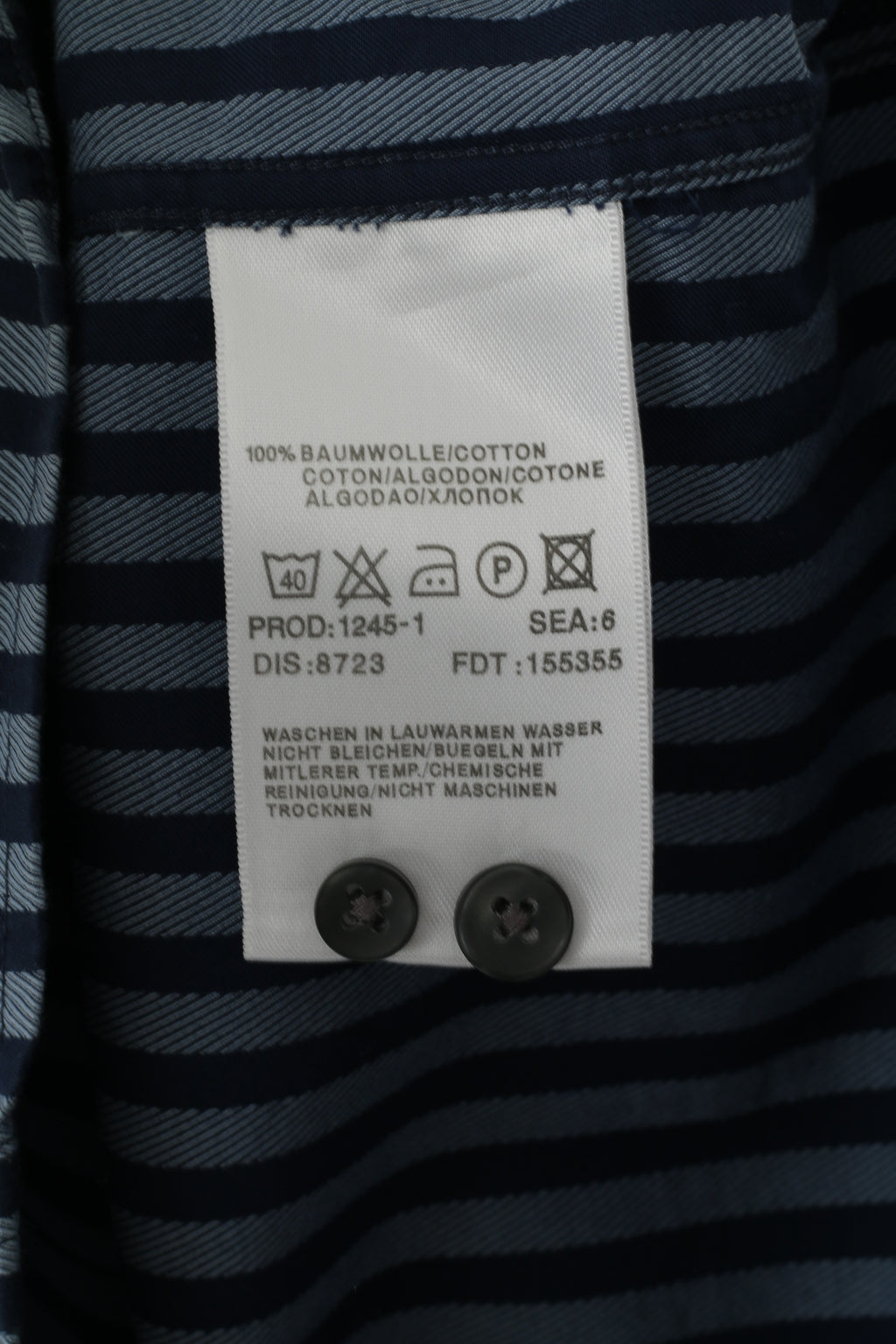 Hugo Boss Men M Casual Shirt Blue Striped Cotton Button Down Collar Long Sleeve Top