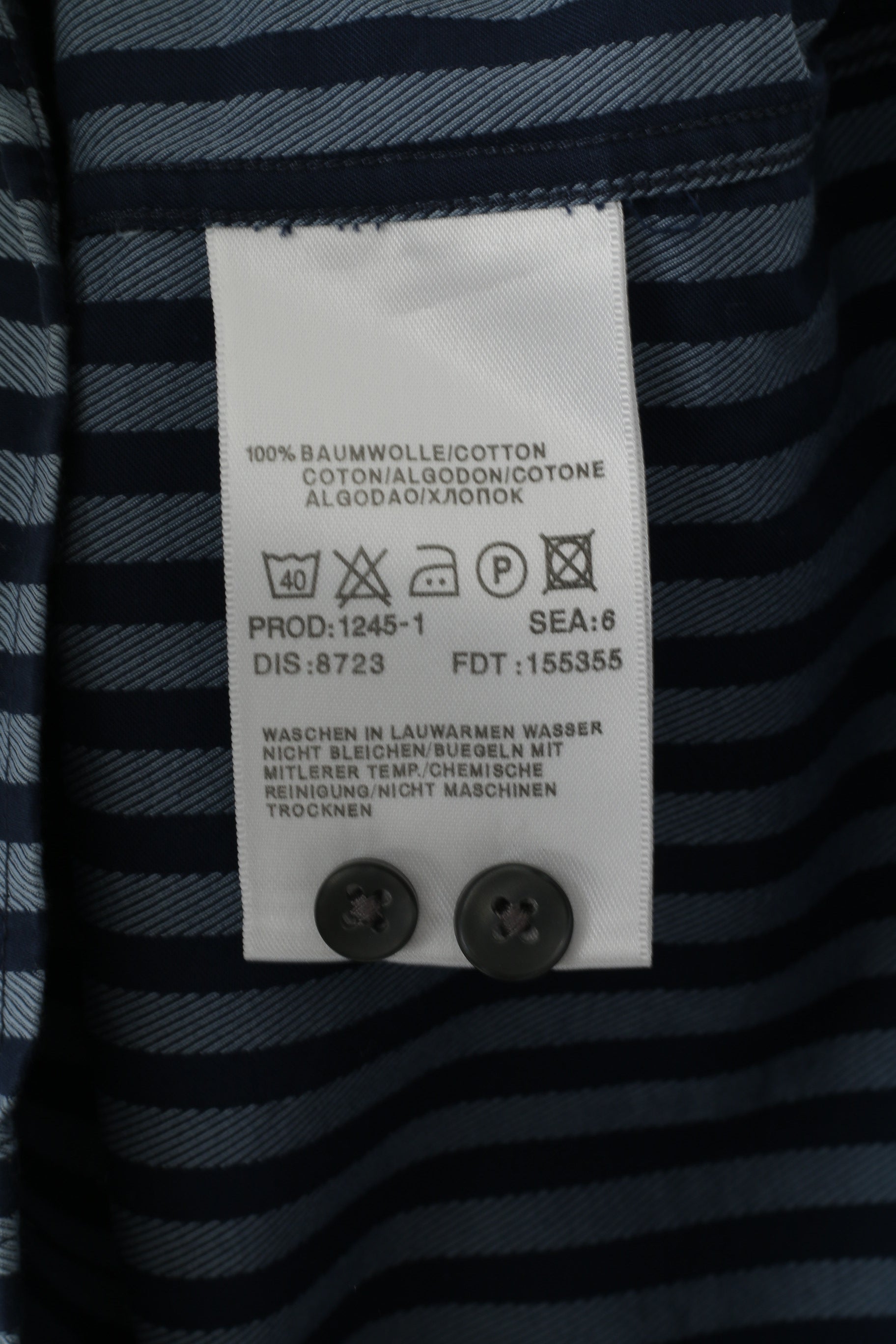 Hugo Boss Men M Casual Shirt Blue Striped Cotton Button Down Collar Long Sleeve Top