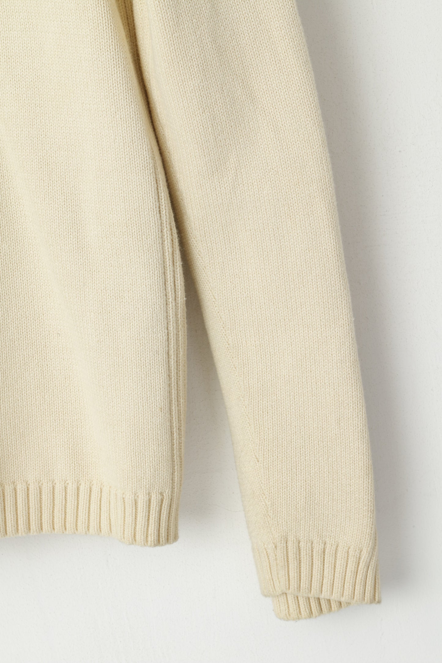 Polo Jeans Ralph Lauren Men XL (L) Jumper Pull classique en coton crème avec fermeture éclair complète