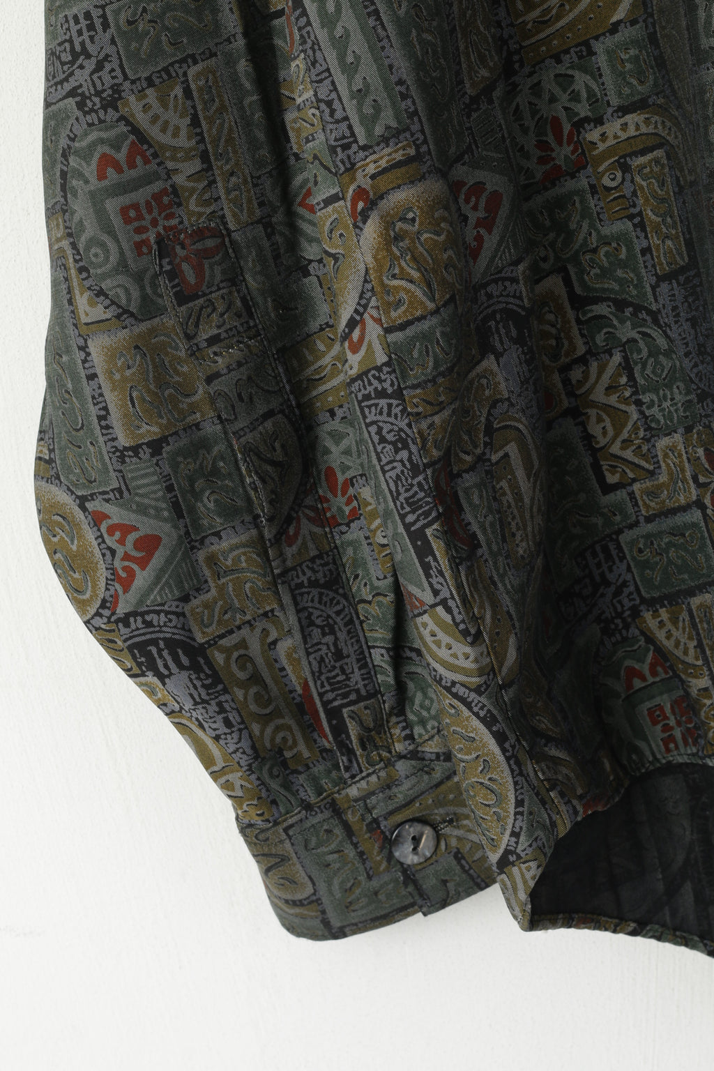 Dickens & Browne Men 4 XL Casual Shirt Green Retro Printed Viscose Long Sleeve Top
