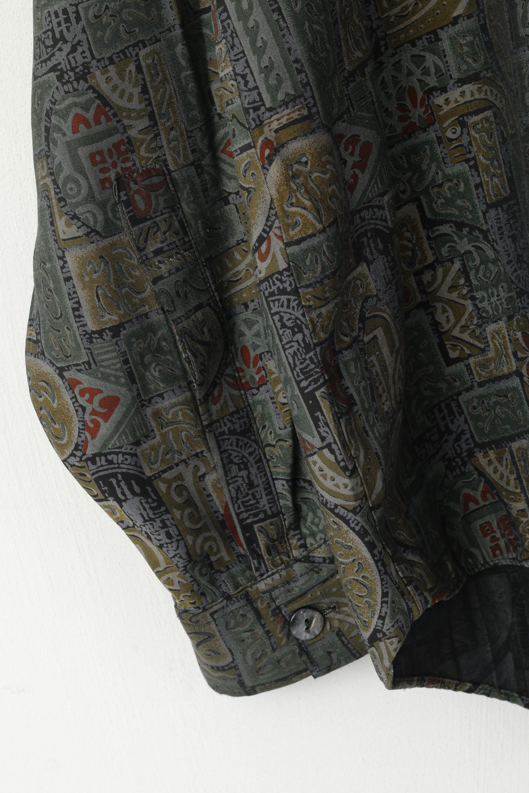 Dickens & Browne Men 4 XL Casual Shirt Green Retro Printed Viscose Long Sleeve Top