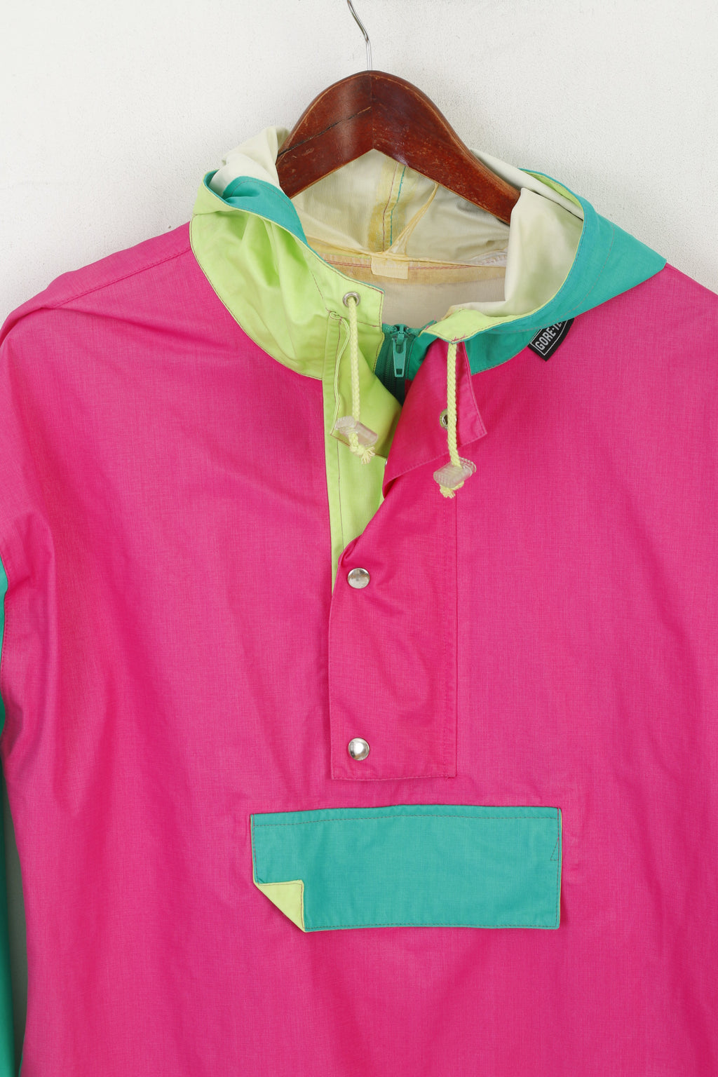 Vintage Women M Pullover Jacket Pink Gore-Tex Hooded Outdoor Retro Top