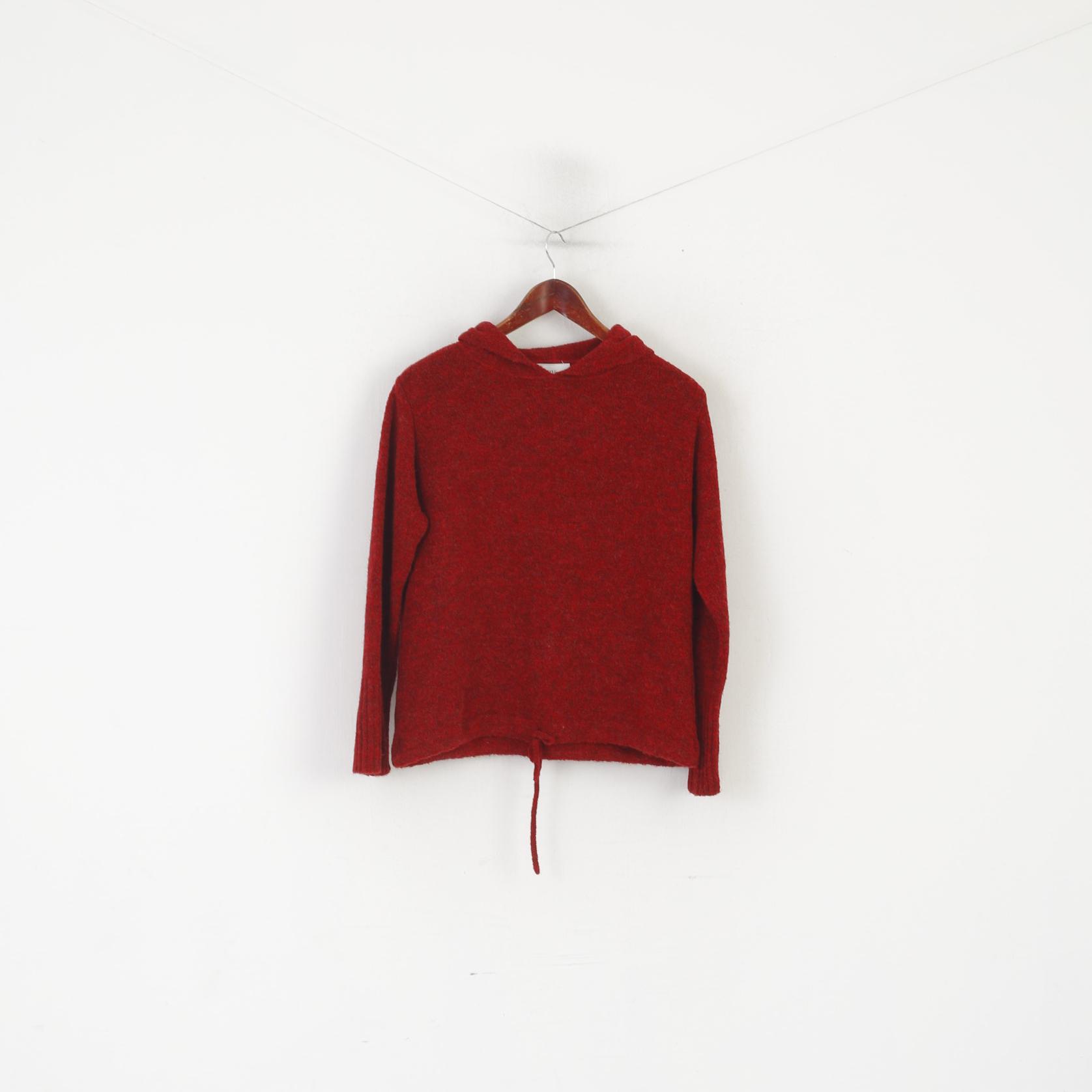 Inwear Jeans Women M Jumper Red Wool Sportswear Hooded Made in Italy Sweater