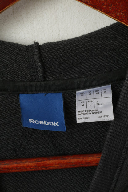 Reebok Women 12 M Sweatshirt Black Cotton Hooded Sportswear Cropped Top